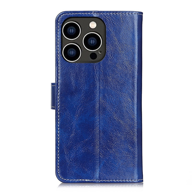 For iPhone 16 Pro Retro Crazy Horse Texture Horizontal Flip Leather Phone Case(Blue) For iPhone 16 Pro Retro Crazy Horse Texture Horizontal Flip Leather Phone Case(Blue)