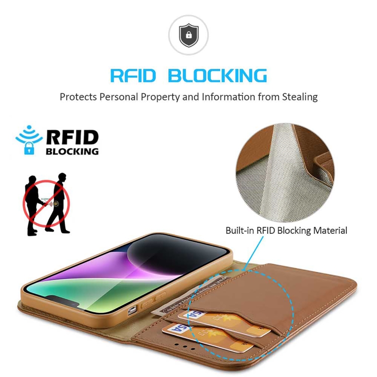 For iPhone 15 Plus DUX DUCIS Hivo Series Cowhide + PU + TPU Flip Phone Case(Brown) For iPhone 15 Plus DUX DUCIS Hivo Series Cowhide + PU + TPU Flip Phone Case(Brown)