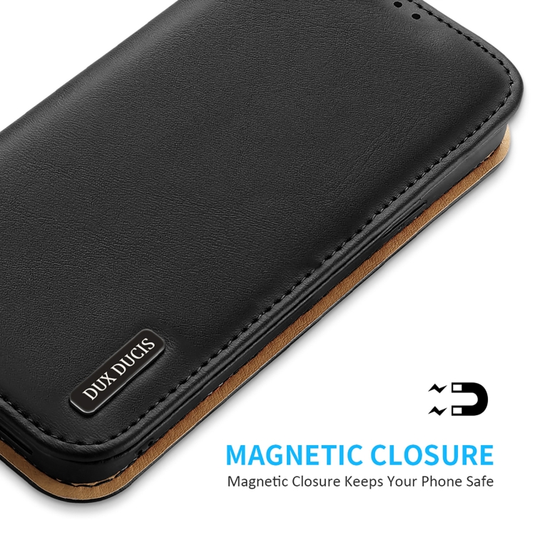 For iPhone 15 DUX DUCIS Hivo Series Cowhide + PU + TPU Flip Phone Case(Black) For iPhone 15 DUX DUCIS Hivo Series Cowhide + PU + TPU Flip Phone Case(Black)