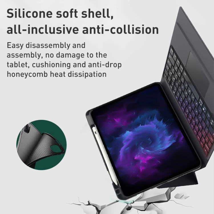 For iPad 10th Gen 10.9 2022 Integrated Bluetooth Keyboard Leather Case with Backlight & Touchpad(Black)
