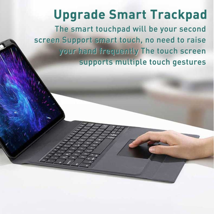 For iPad 10th Gen 10.9 2022 Integrated Bluetooth Keyboard Leather Case with Backlight & Touchpad(Black)
