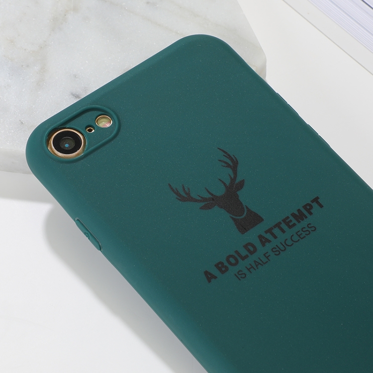 For iPhone SE 2022 / SE 2020 / 8 / 7 Elk Pattern Shockproof Frosted TPU Protective Case(Black)