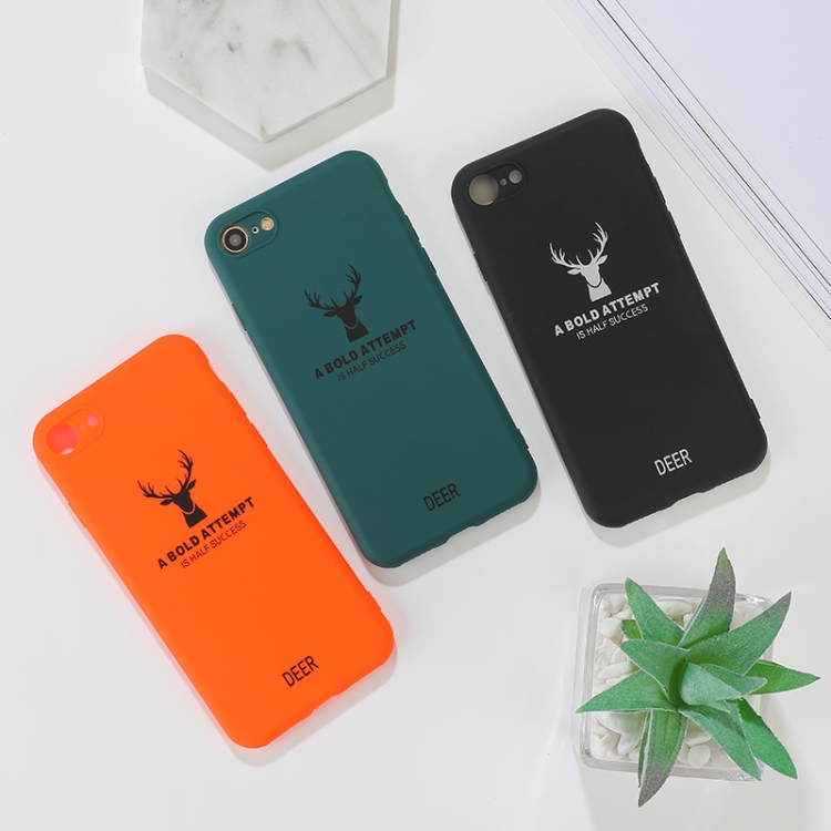 For iPhone SE 2022 / SE 2020 / 8 / 7 Elk Pattern Shockproof Frosted TPU Protective Case(Black)
