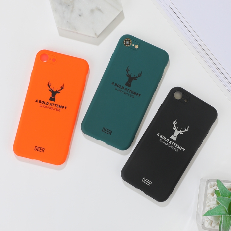 For iPhone SE 2022 / SE 2020 / 8 / 7 Elk Pattern Shockproof Frosted TPU Protective Case(Black)