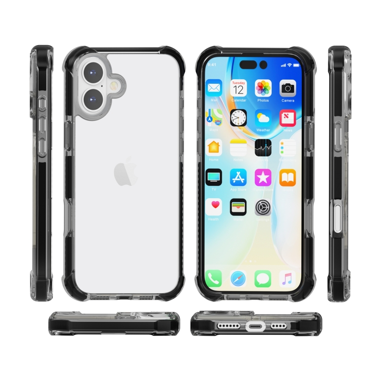 For iPhone 16 Plus Four-corner Shockproof TPU + Acrylic Phone Case(Black) For iPhone 16 Plus Four-corner Shockproof TPU + Acrylic Phone Case(Black)