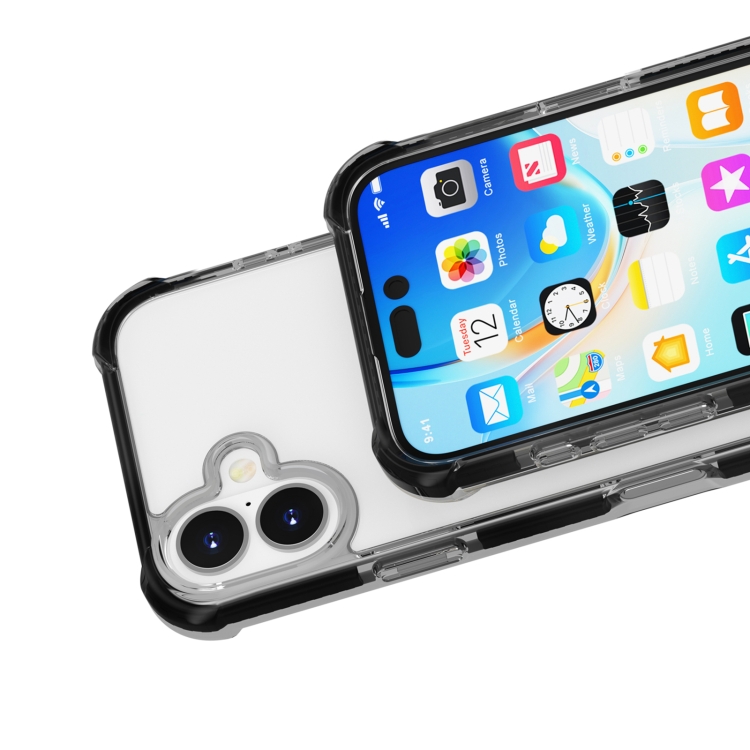 For iPhone 16 Plus Four-corner Shockproof TPU + Acrylic Phone Case(Black) For iPhone 16 Plus Four-corner Shockproof TPU + Acrylic Phone Case(Black)