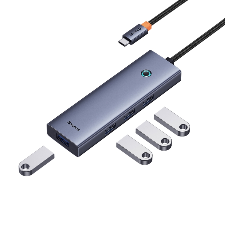 Baseus Flite Series 4 en 1 Adaptador USB-C / Type-C a USB 3.0x4 HUB (Gris espacial) - 1