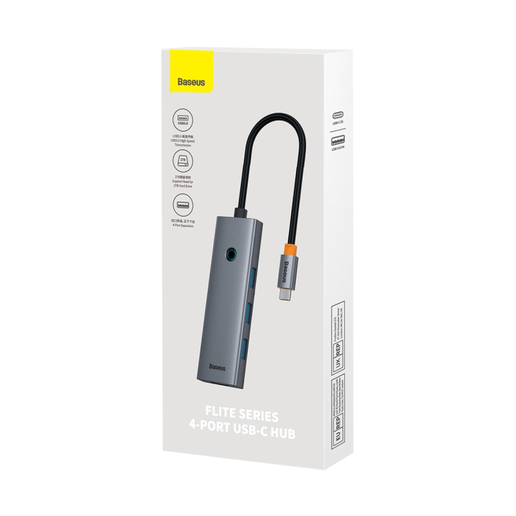 Baseus Flite Series 4 in 1 USB-C / Type-C to USB 3.0x4 HUB Adapter(Space Grey) - 2