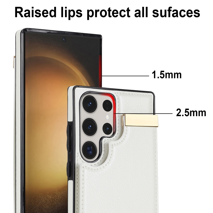 For Samsung Galaxy S23 Ultra 5G Metal Buckle Card Slots Phone Case(White)