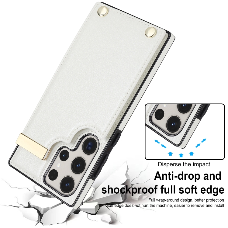 For Samsung Galaxy S23 Ultra 5G Metal Buckle Card Slots Phone Case(White)