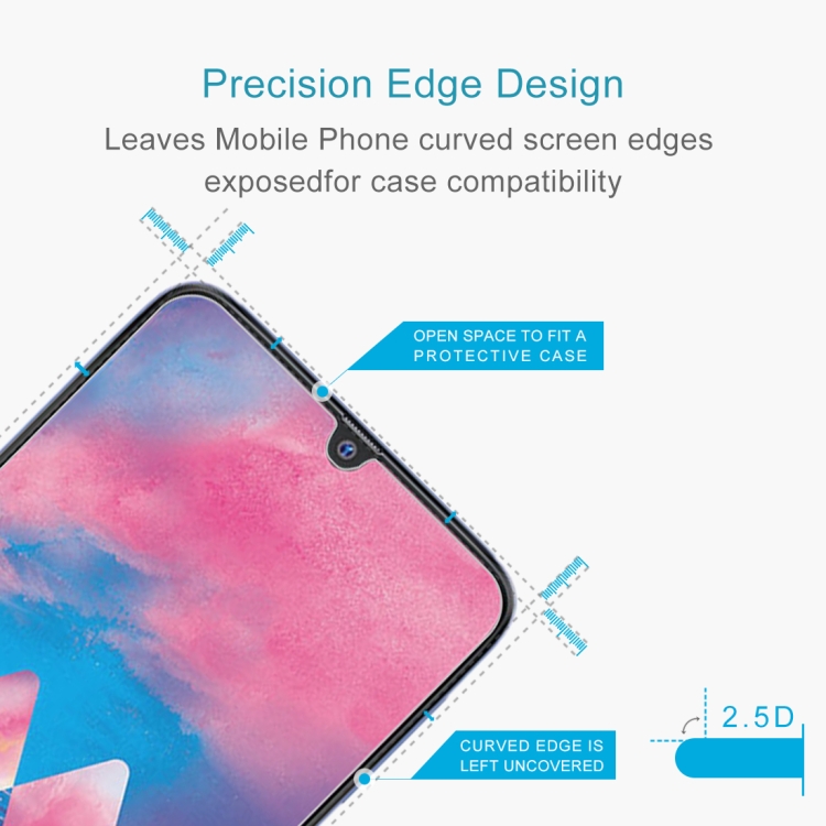 For Samsung Galaxy A40s 50 PCS Half-screen Transparent Tempered Glass Film - 2
