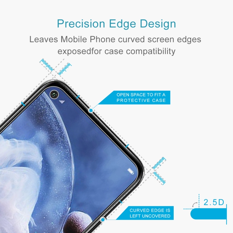 For Huawei nova 5z 50 PCS Half-screen Transparent Tempered Glass Film - 2