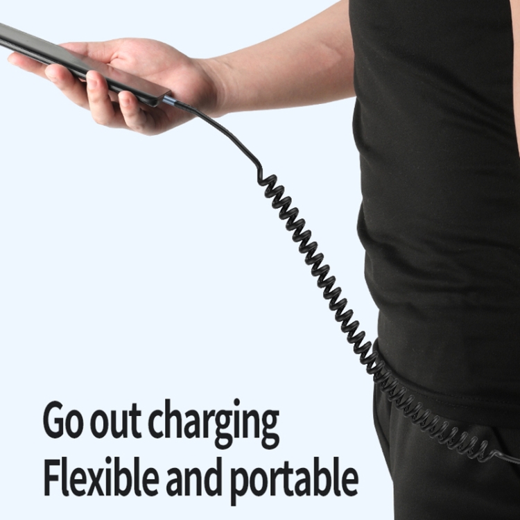 Type-C to 8 Pin Elbow Spring Charging Data Cable, Length: 1.5m(Black) Type-C to 8 Pin Elbow Spring Charging Data Cable, Length: 1.5m(Black)