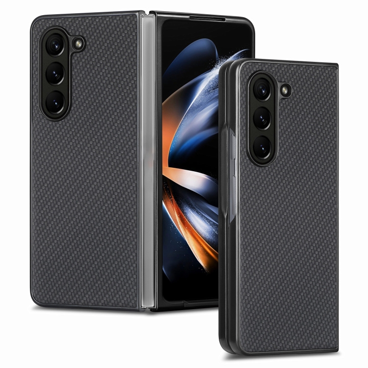For Samsung Galaxy Z Fold5 Carbon Fiber Texture Back Cover Phone Case(Black) For Samsung Galaxy Z Fold5 Carbon Fiber Texture Back Cover Phone Case(Black)