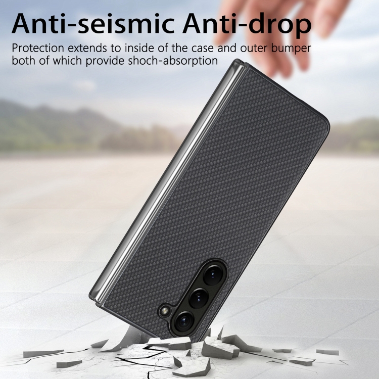 For Samsung Galaxy Z Fold5 Carbon Fiber Texture Back Cover Phone Case(Black) For Samsung Galaxy Z Fold5 Carbon Fiber Texture Back Cover Phone Case(Black)