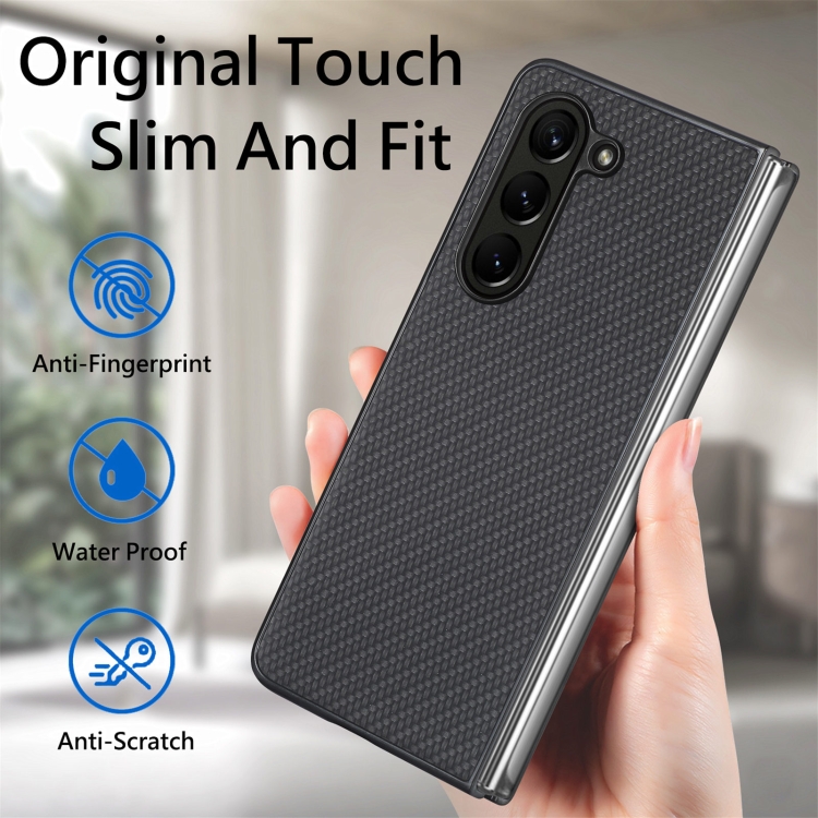 For Samsung Galaxy Z Fold5 Carbon Fiber Texture Back Cover Phone Case(Black) For Samsung Galaxy Z Fold5 Carbon Fiber Texture Back Cover Phone Case(Black)