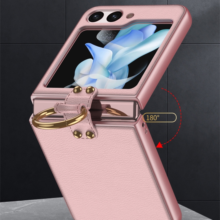 For Samsung Galaxy Z Flip5 GKK Ultra-thin PC + PU Phone Case with Ring & Strap(Purple) For Samsung Galaxy Z Flip5 GKK Ultra-thin PC + PU Phone Case with Ring & Strap(Purple)