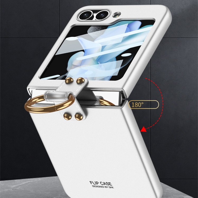 For Samsung Galaxy Z Flip5 GKK Ultra-thin PC Full Coverage Phone Case with Ring Holder / Tempered Film(Black) For Samsung Galaxy Z Flip5 GKK Ultra-thin PC Full Coverage Phone Case with Ring Holder / Tempered Film(Black)