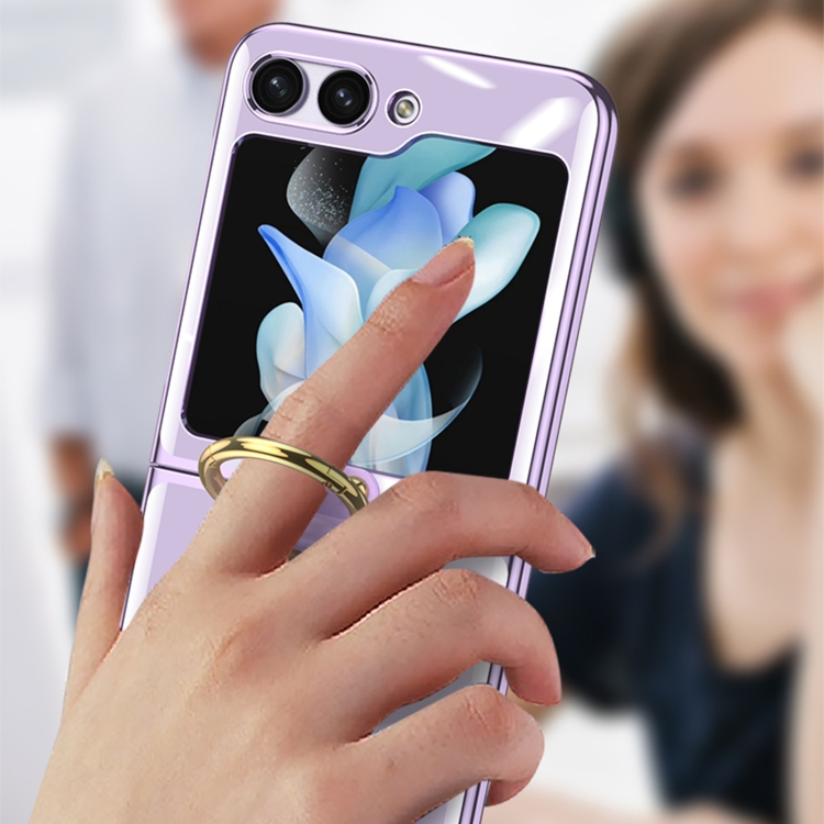 For Samsung Galaxy Z Flip5 GKK Electroplating Phone Case with Ring(Purple) For Samsung Galaxy Z Flip5 GKK Electroplating Phone Case with Ring(Purple)