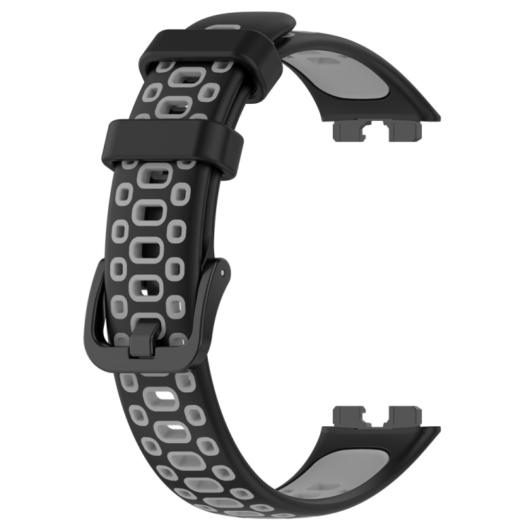 Para Huawei Band 8 correa de reloj de repuesto de silicona de dos colores  (negro gris)