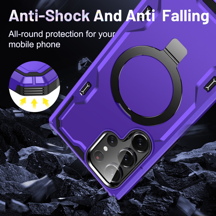 For Samsung Galaxy S23+ 5G Patronus MagSafe Magnetic Holder Phone Case(Purple)