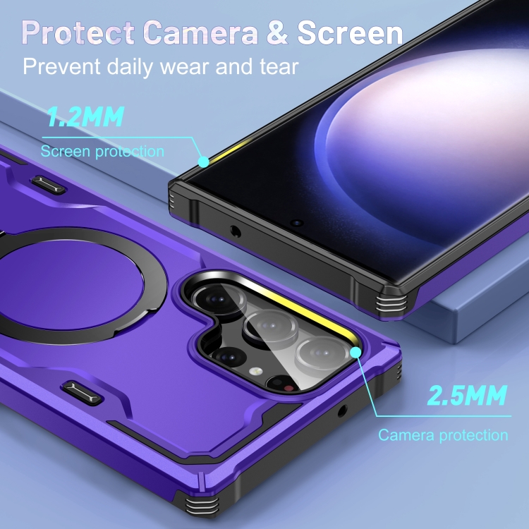 For Samsung Galaxy S23+ 5G Patronus MagSafe Magnetic Holder Phone Case(Purple)