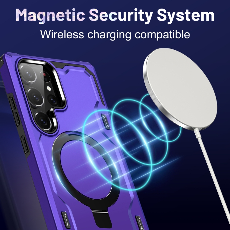For Samsung Galaxy S23+ 5G Patronus MagSafe Magnetic Holder Phone Case(Purple)
