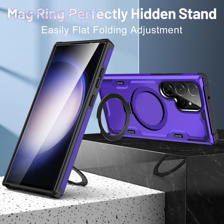 For Samsung Galaxy S23+ 5G Patronus MagSafe Magnetic Holder Phone Case(Purple)
