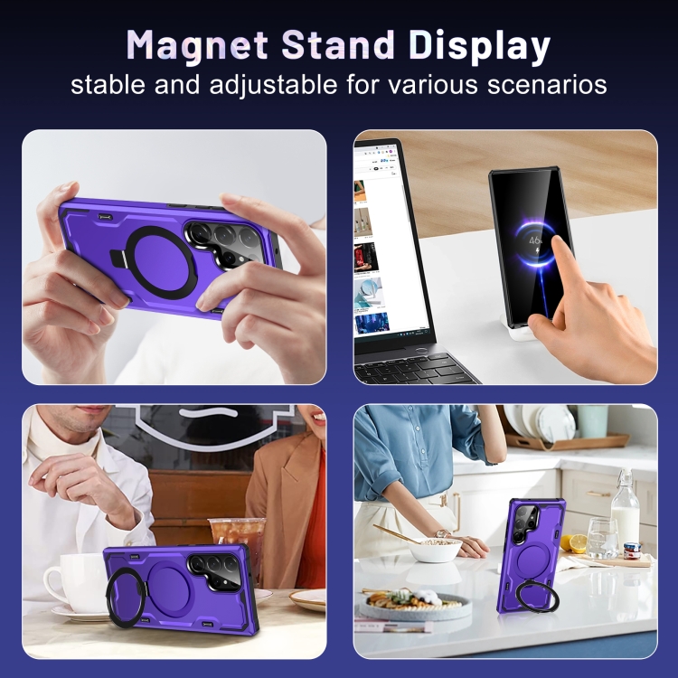 For Samsung Galaxy S23+ 5G Patronus MagSafe Magnetic Holder Phone Case(Purple)