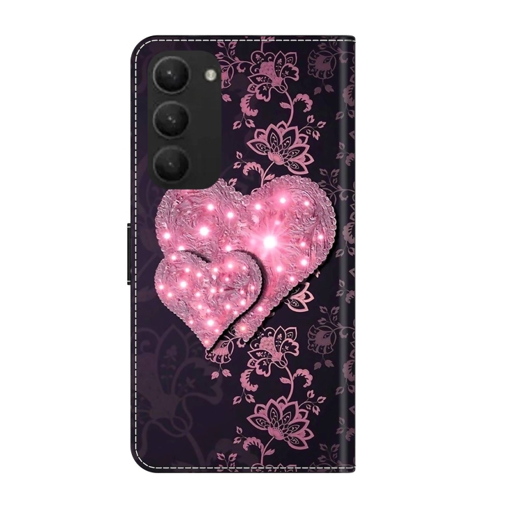 For Samsung Galaxy S23+ Crystal 3D Shockproof Protective Leather Phone Case(Lace Love)