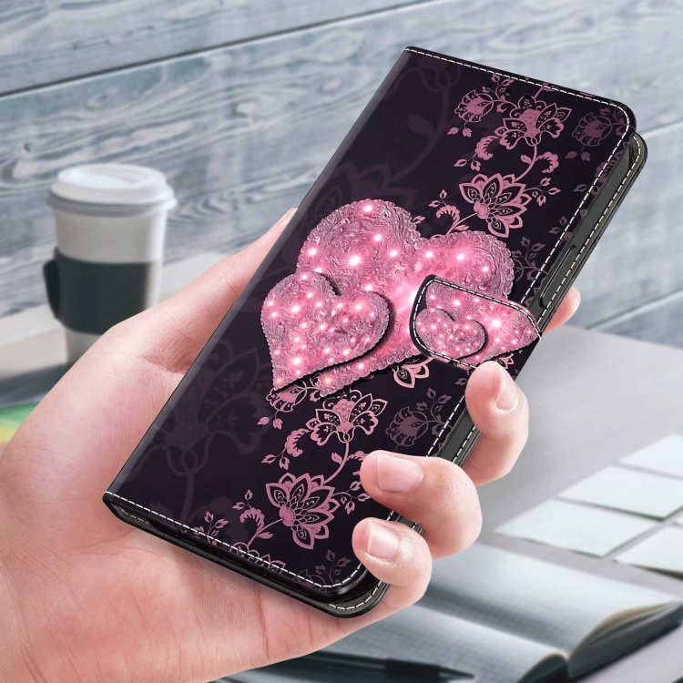 For Samsung Galaxy S23+ Crystal 3D Shockproof Protective Leather Phone Case(Lace Love)
