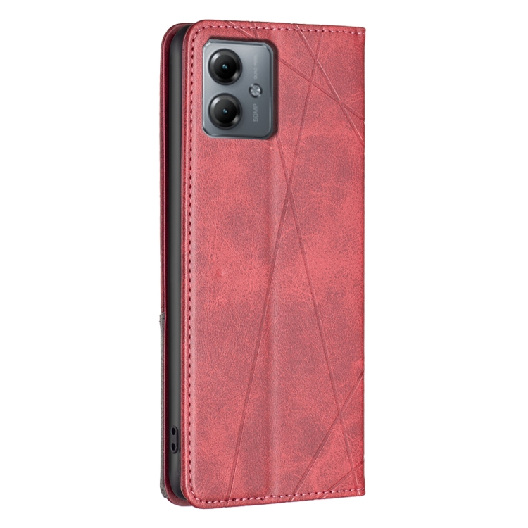Para Honor 90 5G Funda para teléfono de cuero magnético con textura rombo  (rojo)