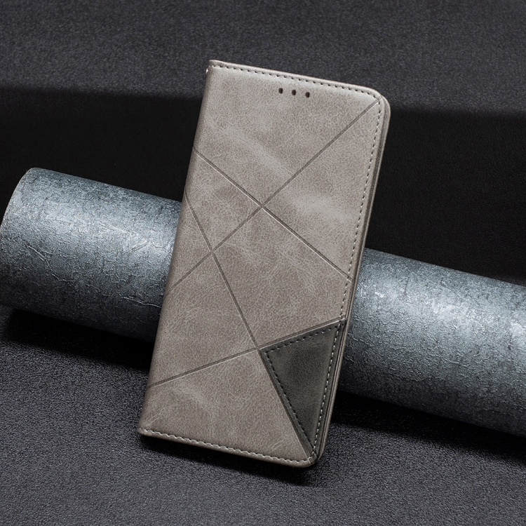 For Motorola Moto G84 5G Rhombus Texture Magnetic Leather Phone Case(Grey)