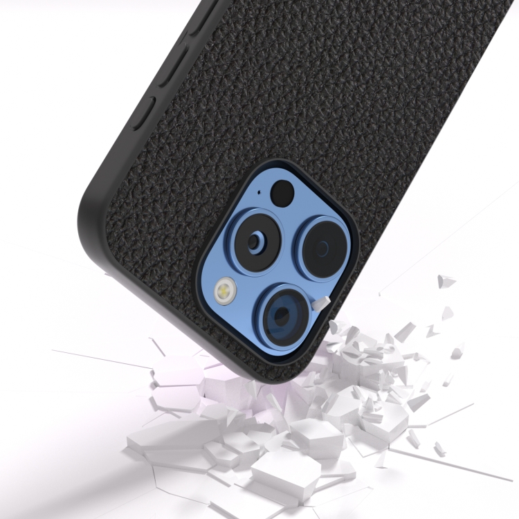 For iPhone 16 Pro ABEEL Genuine Leather Litchi Texture Phone Case(Black) For iPhone 16 Pro ABEEL Genuine Leather Litchi Texture Phone Case(Black)