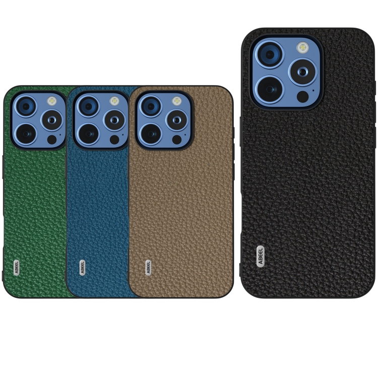 For iPhone 16 Pro ABEEL Genuine Leather Litchi Texture Phone Case(Black) For iPhone 16 Pro ABEEL Genuine Leather Litchi Texture Phone Case(Black)