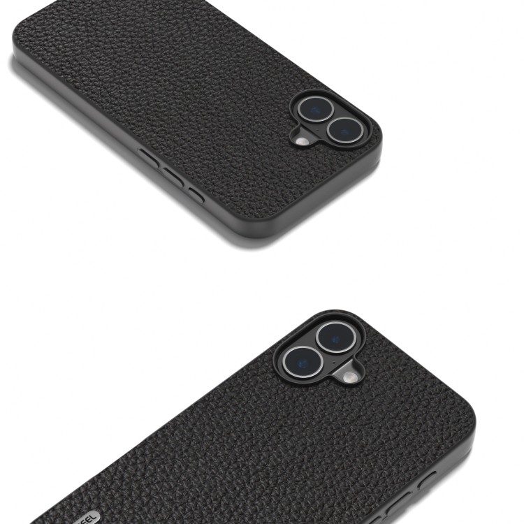 For iPhone 16 ABEEL Genuine Leather Litchi Texture Phone Case(Black) For iPhone 16 ABEEL Genuine Leather Litchi Texture Phone Case(Black)