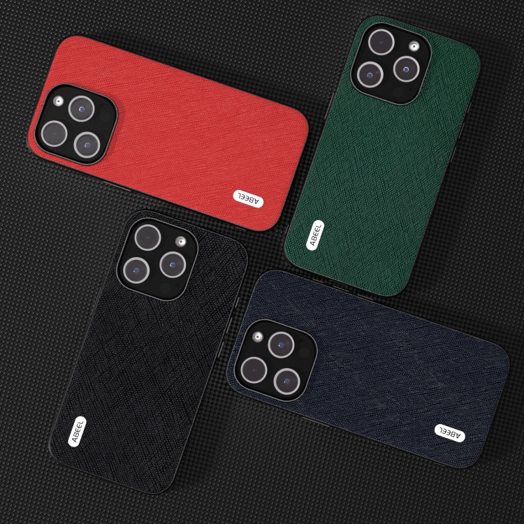 For iPhone 14 Pro ABEEL Cross Texture Genuine Leather Phone Case(Black) For iPhone 14 Pro ABEEL Cross Texture Genuine Leather Phone Case(Black)