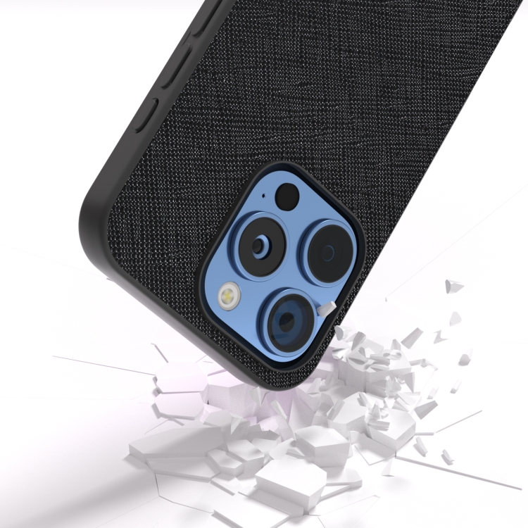 For iPhone 16 Pro ABEEL Cross Texture Genuine Leather Phone Case(Black) For iPhone 16 Pro ABEEL Cross Texture Genuine Leather Phone Case(Black)