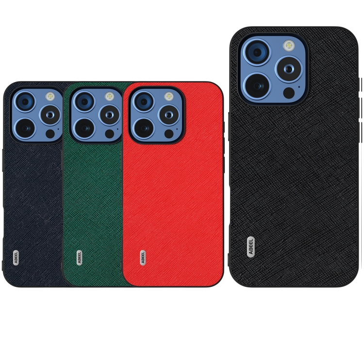 For iPhone 16 Pro ABEEL Cross Texture Genuine Leather Phone Case(Black) For iPhone 16 Pro ABEEL Cross Texture Genuine Leather Phone Case(Black)