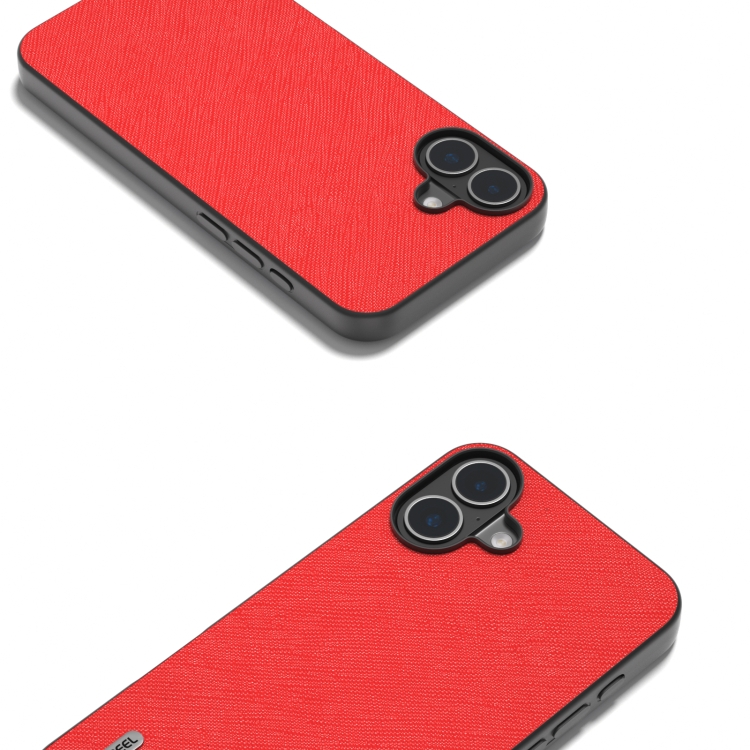 For iPhone 16 ABEEL Cross Texture Genuine Leather Phone Case(Red) For iPhone 16 ABEEL Cross Texture Genuine Leather Phone Case(Red)
