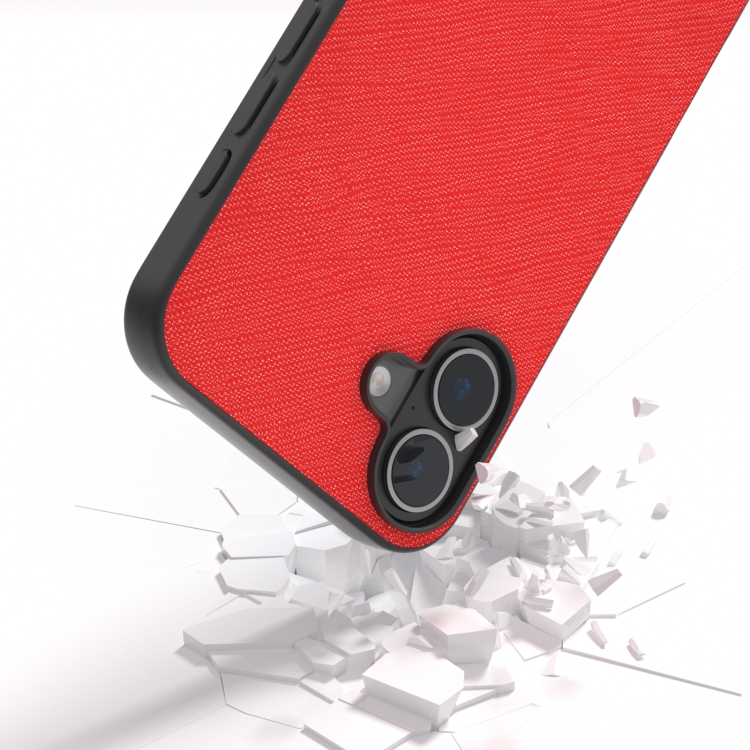 For iPhone 16 ABEEL Cross Texture Genuine Leather Phone Case(Red) For iPhone 16 ABEEL Cross Texture Genuine Leather Phone Case(Red)