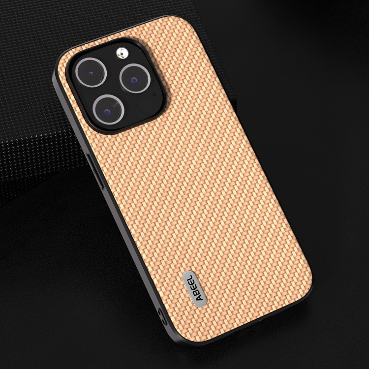 For iPhone 14 Pro ABEEL Carbon Fiber Texture Protective Phone Case(Yellow) For iPhone 14 Pro ABEEL Carbon Fiber Texture Protective Phone Case(Yellow)