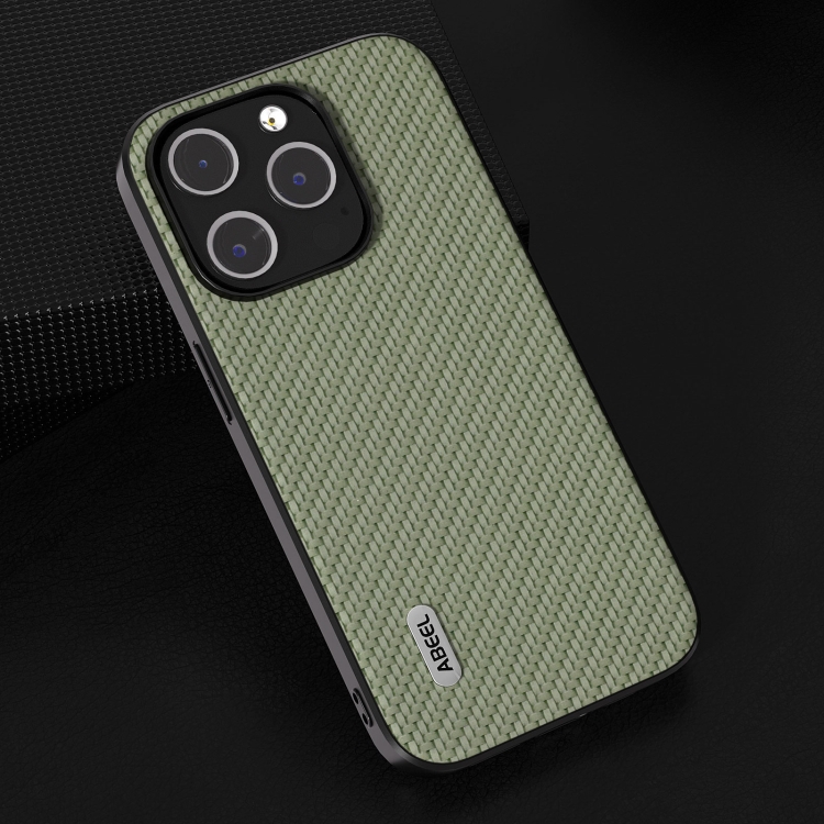 For iPhone 15 Pro ABEEL Carbon Fiber Texture Protective Phone Case(Green) For iPhone 15 Pro ABEEL Carbon Fiber Texture Protective Phone Case(Green)