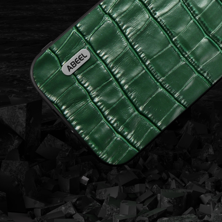 For iPhone 14 Plus ABEEL Crocodile Texture Genuine Leather Phone Case(Green) For iPhone 14 Plus ABEEL Crocodile Texture Genuine Leather Phone Case(Green)