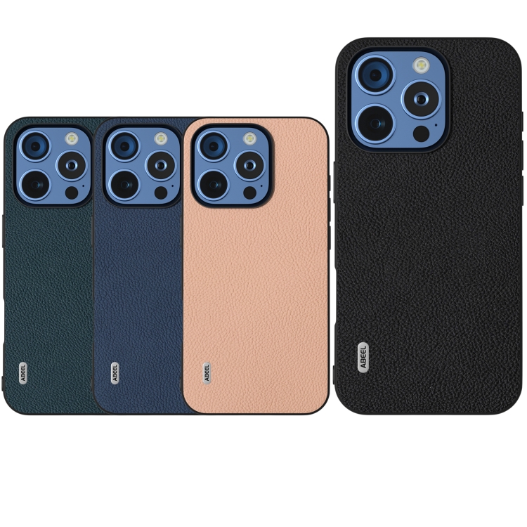 For iPhone 16 Pro ABEEL Genuine Leather + PC Litchi Texture Phone Case(Blue) For iPhone 16 Pro ABEEL Genuine Leather + PC Litchi Texture Phone Case(Blue)
