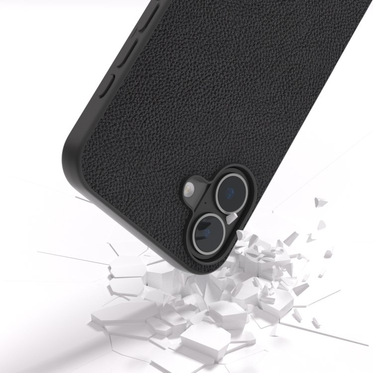 For iPhone 16 ABEEL Genuine Leather + PC Litchi Texture Phone Case(Black) For iPhone 16 ABEEL Genuine Leather + PC Litchi Texture Phone Case(Black)