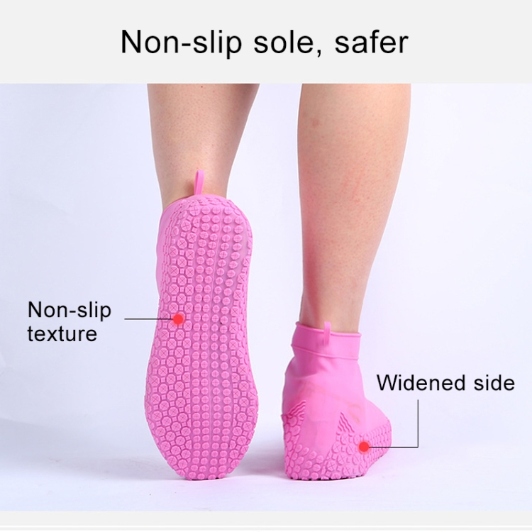 Silicone Non-slip Thickened Wear-resistant Waterproof Shoe Boots Cover, Size:S(Rose Pink) - 3