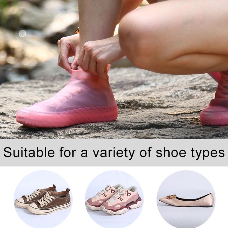 Silicone Non-slip Thickened Wear-resistant Waterproof Shoe Boots Cover, Size:S(Rose Pink) - 6