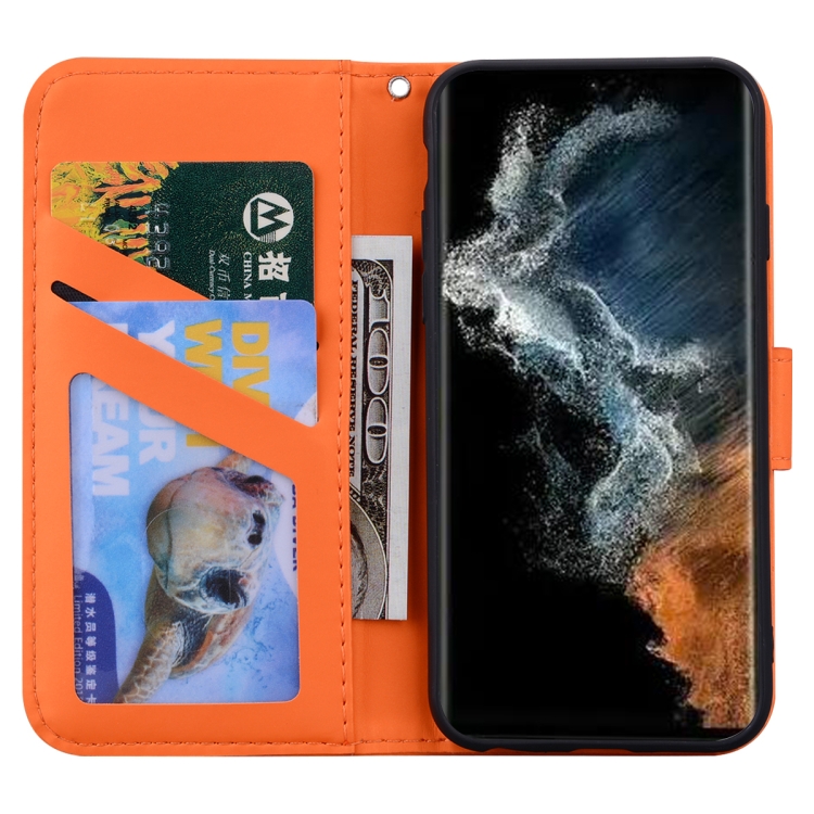 For Samsung Galaxy S23 Ultra 5G Cartoon Buckle Horizontal Flip Leather Phone Case(Orange) For Samsung Galaxy S23 Ultra 5G Cartoon Buckle Horizontal Flip Leather Phone Case(Orange)