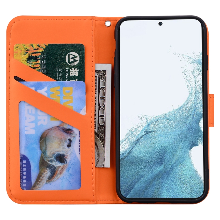 For Samsung Galaxy S23+ 5G Cartoon Buckle Horizontal Flip Leather Phone Case(Orange)